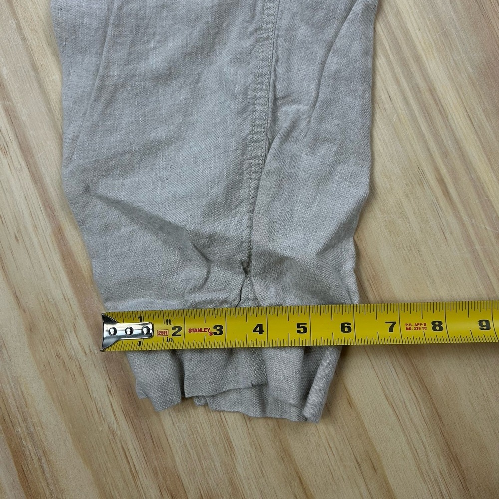 LL Bean Premium Linen Pull On Ankle Pants Mid Rise Size 10 Reg Beige Tan Outdoor - Picture 8 of 10